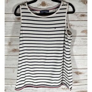 Tommy Hilfiger Women's Tank Size medium‎ white with blue stripes